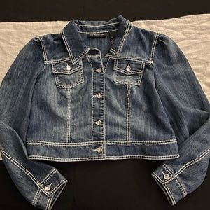INC Denim Cropped Jacket w/ Gem Buttons